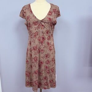 Toad & Co Rosemarie Dress Women’s XL Taupe Poppy Floral Print Organic Cotton